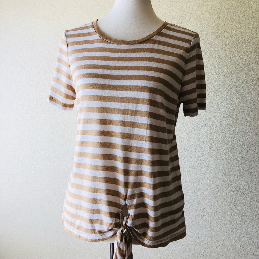 MICHAEL Michael Kors Khaki Stripe Front Tie Top